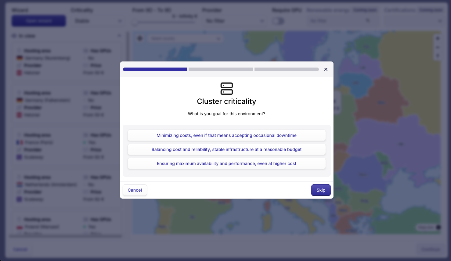 Cluster criticality selection