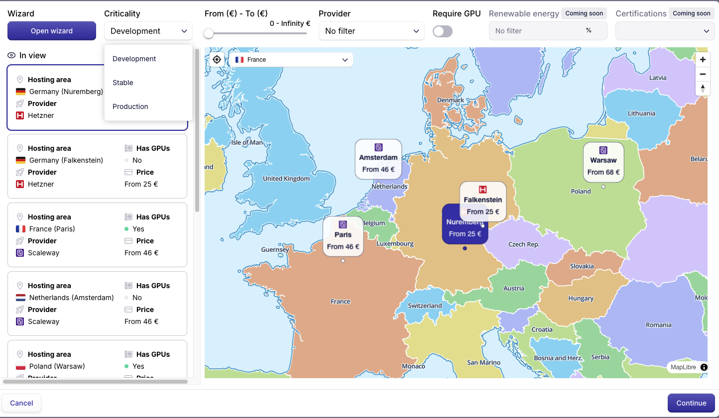 Criticality filters on the map