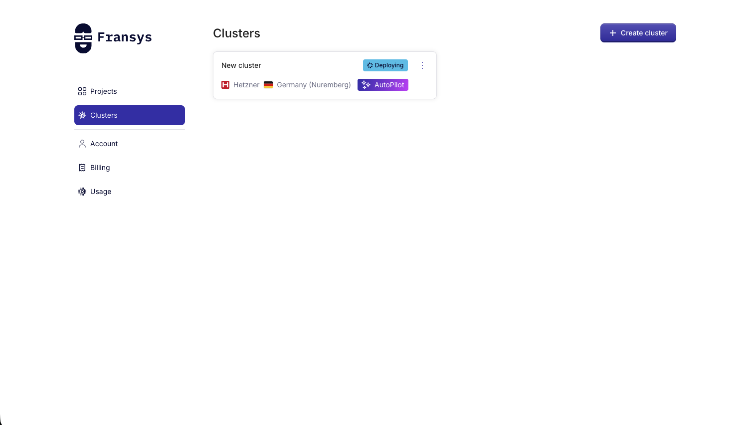 Cluster being deployed